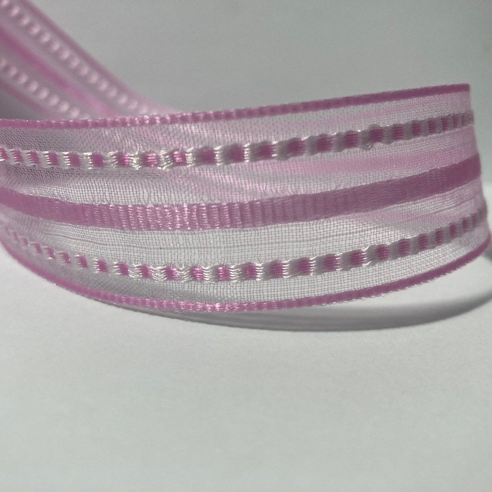 3 Sheer Pink Stripe Ribbon
